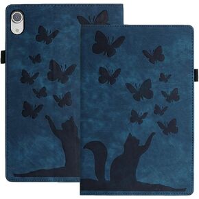 Case for iPad Mini 7 A17 Pro (2024)/ iPad Mini 6 (2021) PU Leather Convenient Stand Feature Shockproof Protection Flip Cover Butterfly Cat Pattern Case - Purple