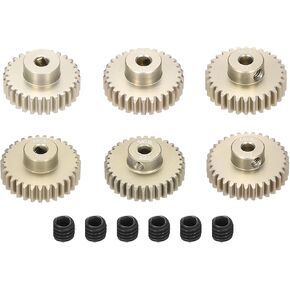 6Pcs M0.6 Pinion Gear Set 28T 29T 30T 31T 32T 33T for 3.175 mm Shaft Aluminium Alloy Pinion Gear with Screws for RC Motor
