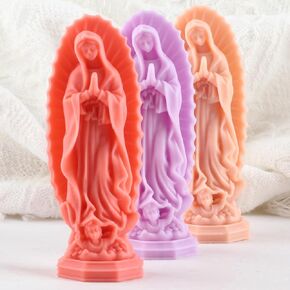 Virgin Mary Statue Silicone Candle Molds Angel Resin Casting Molds for Candle Making Home Decor