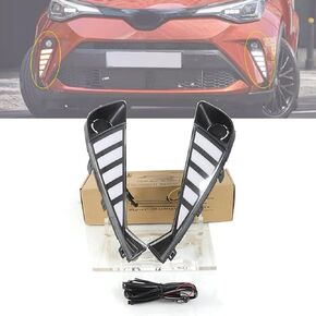 ECAHAYAKU LED DRL for 2020 2021 2022 Toyota C-HR CHR Turn Signal Yellow Car LED Daytime Running Lights Waterproof Replace Fog Lamp Covers ABS 12V Daylights