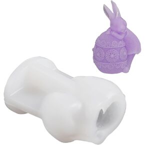 WANDIC Easter Bunny Silicone Mold, 1 Piece 3D Holding Easter Egg Bunny Easter Egg Resin Mold Rabbit Epoxy Mold Candle Resin Mould for Decoration