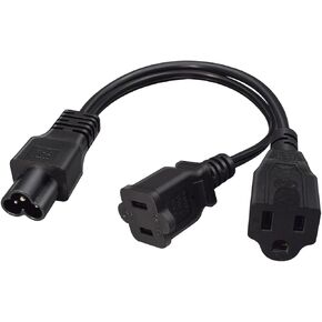 IEC320 C6 to 2 X C5 Y Splitter Adapter Cord,C6 to Dual C5 Power Cord.IEC 320 C6 to 2XC5 Adapter Converter AC Power Supply Cord,C5 to C6 to C5. 1FT/0.3M in Kuwait
