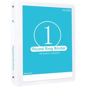 1 inch 3 Ring Binder, Sturdy 1" View Binders for 200 Sheets of US Letter Size Paper, Presentation View Binders for School Office Home Supplies (1 Pack, White, 1 inch)