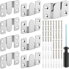 8Pcs Flush Mount Bracket Picture Hanging Buckle with Screws, Stainless Steel Interlock Hanging Buckle Headboard Wall Mounting Brackets, French Cleat Picture Hanger