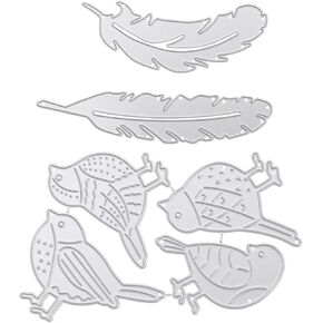 ECSING 4pcs الطيور و 2pcs قطع الريشة يموت البطاقات صنع الستنسل القالب الكربون الفولاذ قالب لألبوم سكرابوكينغ دخن مركبة