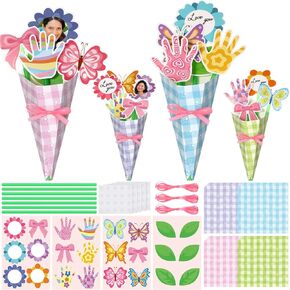 Blosssound 24 مجموعة هدايا عيد الأم الحرف اليدوية DIY زهرة باقة حرفة مجموعة من باقة الزهور الخاصة بك ل
