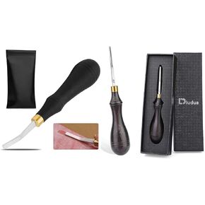 DIUDUS Pro Detail Rougher + Leather Edge Bevelers 0.7mm(4#), Leather Roughing Polish File Tool Working Tools Edge Skiving Beveler Leather Skiver Tool for Leathercraft Working