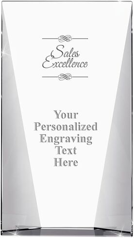 Custom Engraved Glass Trophy - Recognition & Employee Awards - 9" Waterfall Corporate Awards with Personalized Engraving in Saudi Arabia
