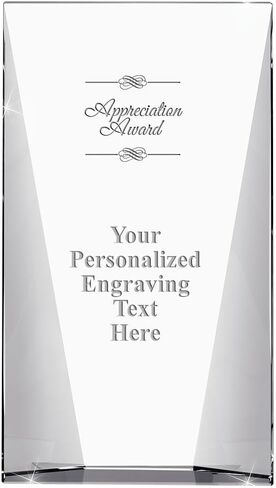 Custom Engraved Glass Trophy - Recognition & Employee Awards - 9" Waterfall Corporate Awards with Personalized Engraving in Saudi Arabia