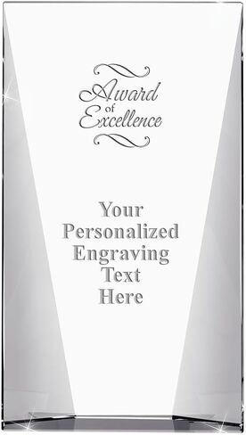 Custom Engraved Glass Trophy - Recognition & Employee Awards - 9" Waterfall Corporate Awards with Personalized Engraving in Saudi Arabia