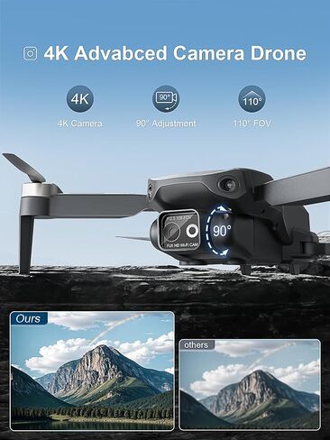 طائرة بدون طيار قابلة للطي بدون فرشاة مع كاميرا بدقة 4K عالية الدقة للبالغين، طائرة رباعية المراوح RC، اتبعني، وقت طيران 30 دقيقة، مفتاح واحد للإقلاع/الهبوط، تثبيت الارتفاع، قلاب 360 درجة مع حقيبة حمل للمبتدئين in Kuwait