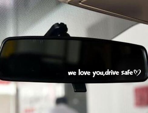 Set of 2 "We Love You, Drive Safe" Multi-Surface Decals | 10cm Width Crystal-like Stickers | Car Rearview Mirror Decals | Car Vinyl Decals | Personalized Car Décor (Black) in Saudi Arabia