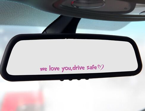 مجموعة من 2 "نحن نحبك ، وقيادة آمنة" شارات متعددة السطح | 10 سم عرض ملصقات تشبه البلورة | السيارة الخلفية مرآة الشارات | شارات فينيل السيارة | ديكور سيارة مخصصة (أسود) in Kuwait