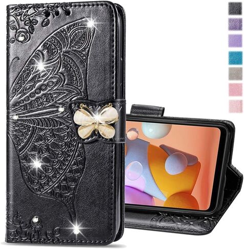 Wallet Case for Samsung Galaxy S25 Ultra Case Crystal Glitter Bling with Card Holder Stand Leather Flip Case Diamond Butterfly Protective Case for Samsung Galaxy S25 Ultra Crystal Rose Gold in Kuwait