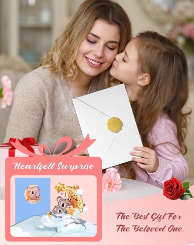 Mothers Day Pop Up Card - Mother's Day Card with Envelope, Featuring 3D Design Greeting Cards for Mom, Wife, Stepmother, Unique Gifts for Best Mom Ever, Lily Flower Box in Kuwait