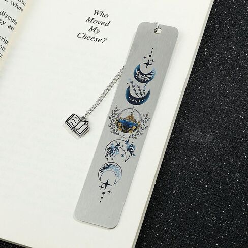 1Pcs Moon Pattern Novelty Stainless Steel Book Marks - Metal Book Mark Gifts for Bookworms Book Lovers, Reading Markers Birthday Gifts for Family Friends Girls (Moon-1036) in Saudi Arabia