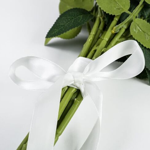 Double Face White Satin Ribbon 5/8 inch X 100 Yards, Craft Fabric Ribbon Polyester Ribbons for Gift Wrapping, Wedding, Bow Making, Wreath, Holiday Decoration, DIY Sewing (White) in Saudi Arabia