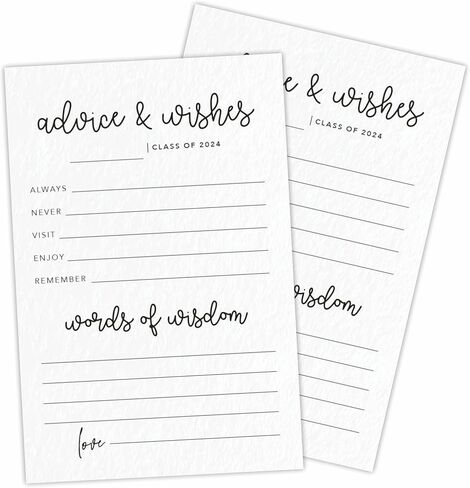 30 Minimalism Graduation Advice & Wishes Cards- Calligraphy White- 4"X 6" Double-Sided Fill In Style Graduation Wishes Cards, 2024 Graduate Party Favor & Supplies - A05 in Saudi Arabia