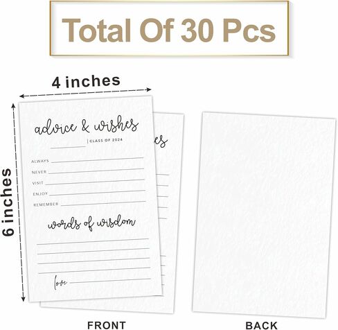 30 Minimalism Graduation Advice & Wishes Cards- Calligraphy White- 4"X 6" Double-Sided Fill In Style Graduation Wishes Cards, 2024 Graduate Party Favor & Supplies - A05 in Saudi Arabia
