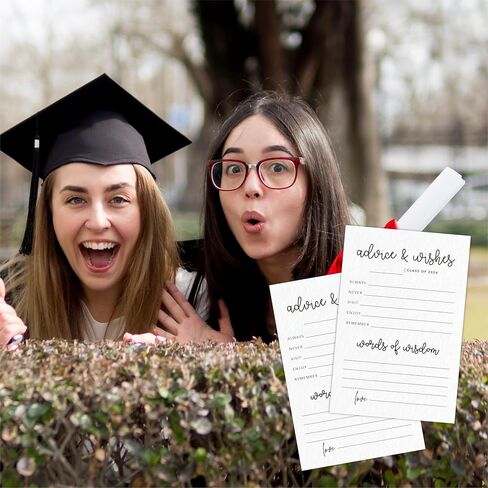 30 Minimalism Graduation Advice & Wishes Cards- Calligraphy White- 4"X 6" Double-Sided Fill In Style Graduation Wishes Cards, 2024 Graduate Party Favor & Supplies - A05 in Saudi Arabia