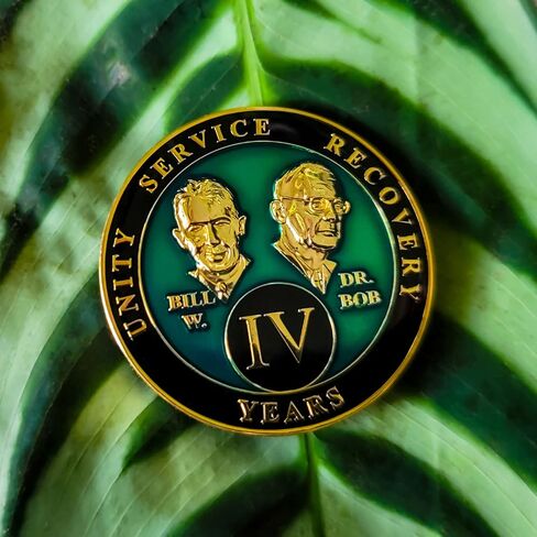 4 Year Sobriety Coin | Founders Triplate AA Chip | Celebrate Recovery Anniversary Token | Alcoholics Anonymous Gift (Green) in Saudi Arabia