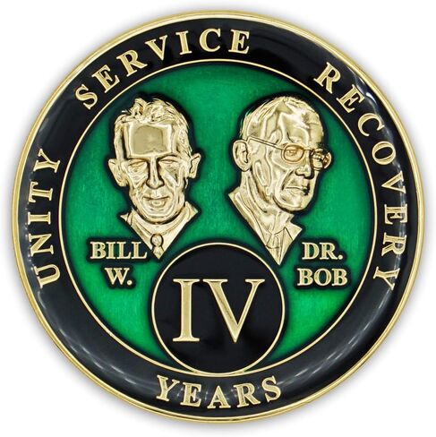 4 Year Sobriety Coin | Founders Triplate AA Chip | Celebrate Recovery Anniversary Token | Alcoholics Anonymous Gift (Green) in Saudi Arabia