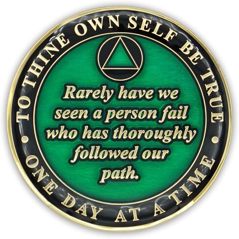 4 Year Sobriety Coin | Founders Triplate AA Chip | Celebrate Recovery Anniversary Token | Alcoholics Anonymous Gift (Green) in Saudi Arabia