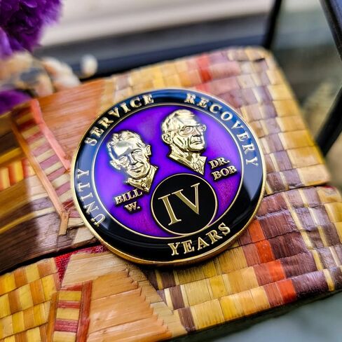 4 Year Sobriety Coin | Founders Triplate AA Chip | Celebrate Recovery Anniversary Token | Alcoholics Anonymous Gift (Green) in Saudi Arabia