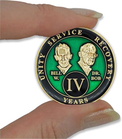 4 Year Sobriety Coin | Founders Triplate AA Chip | Celebrate Recovery Anniversary Token | Alcoholics Anonymous Gift (Green) in Saudi Arabia