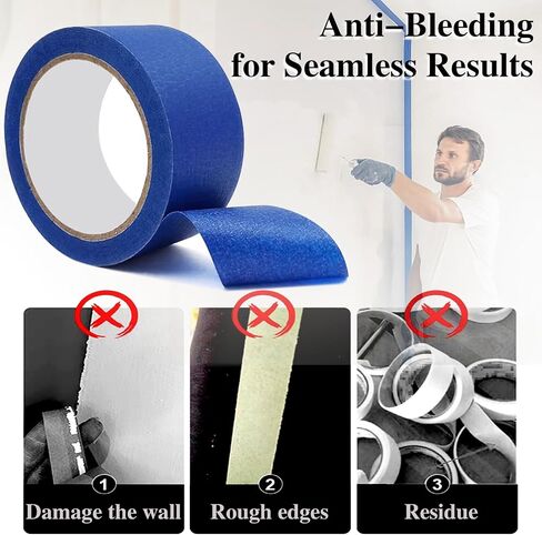 Painters Tape 2 Inch Wide, 10-Packs Blue Painters Tape for General Purpose Use, 2 Inches X 55 Yards X 10 Rolls, 550 Yards in Total in Kuwait
