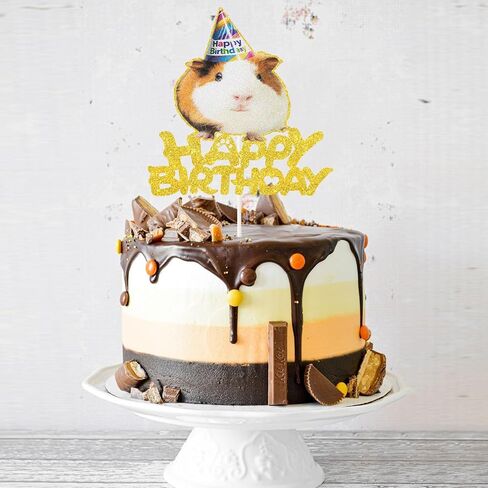Hamster Birthday Cake Topper,Glitter Guinea Pig Birthday Cake Topper, Hamster Cake Pick for Hamster Baby Shower Supplies,Cute Animal Cake Decoration. in Saudi Arabia