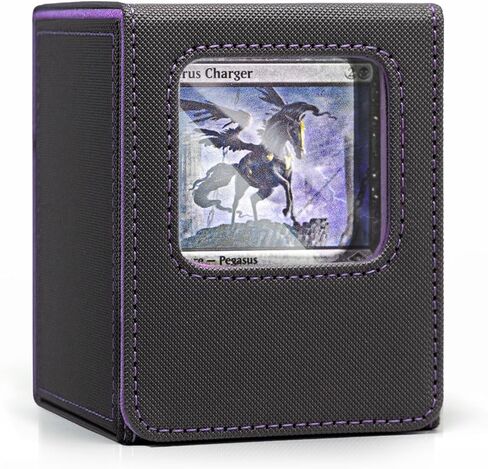 Venssu MTG Deck Box with Front-Facing Commander Display, Card Deck Case Fits 100 Single Sleeved Cards, PU Leather Magnetic Tcg Storage Box with 2 Dividers, 100% UV Protect Mini Snap (Black and Green) in Kuwait