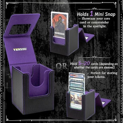 Venssu MTG Deck Box with Front-Facing Commander Display, Card Deck Case Fits 100 Single Sleeved Cards, PU Leather Magnetic Tcg Storage Box with 2 Dividers, 100% UV Protect Mini Snap (Black and Green) in Kuwait