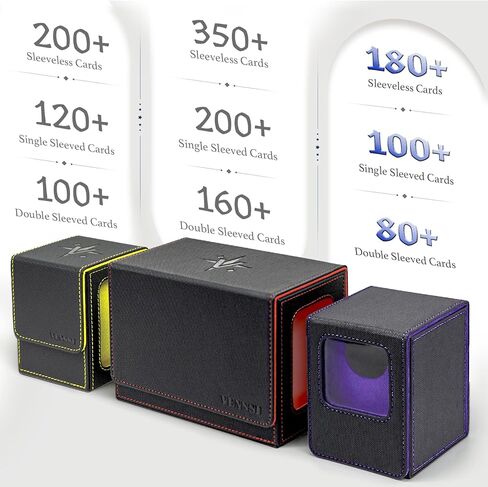 Venssu MTG Deck Box with Front-Facing Commander Display, Card Deck Case Fits 100 Single Sleeved Cards, PU Leather Magnetic Tcg Storage Box with 2 Dividers, 100% UV Protect Mini Snap (Black and Green) in Kuwait