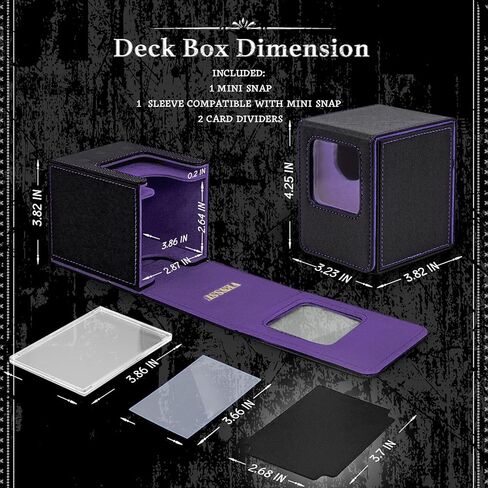 Venssu MTG Deck Box with Front-Facing Commander Display, Card Deck Case Fits 100 Single Sleeved Cards, PU Leather Magnetic Tcg Storage Box with 2 Dividers, 100% UV Protect Mini Snap (Black and Green) in Kuwait