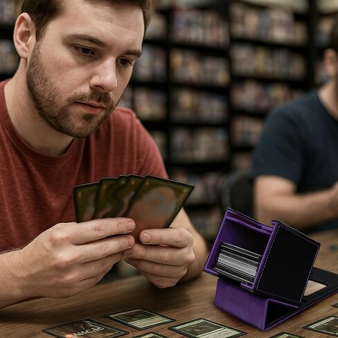 Venssu MTG Deck Box with Front-Facing Commander Display, Card Deck Case Fits 100 Single Sleeved Cards, PU Leather Magnetic Tcg Storage Box with 2 Dividers, 100% UV Protect Mini Snap (Black and Green) in Kuwait