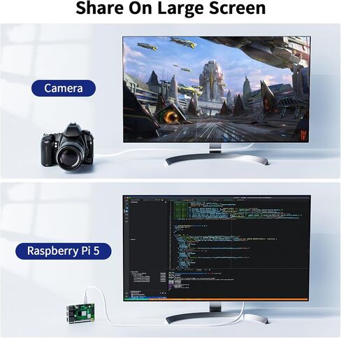 Micro HDMI to HDMI Cable Adapter, Male to Female HDMI 2.0 Cord, 4K@60Hz HDR 3D Dolby 1080P, 18Gbps High Speed, Compatible with Raspberry Pi 5/4, GoPro Hero 7/6, Nikon B500, A6000, 0.8FT / 0.25M Black in Kuwait
