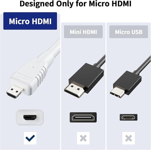 Micro HDMI to HDMI Cable Adapter, Male to Female HDMI 2.0 Cord, 4K@60Hz HDR 3D Dolby 1080P, 18Gbps High Speed, Compatible with Raspberry Pi 5/4, GoPro Hero 7/6, Nikon B500, A6000, 0.8FT / 0.25M Black in Kuwait