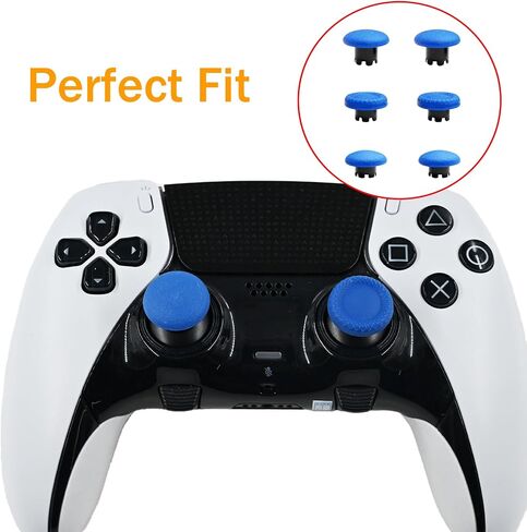 6 in 1 Thumbsticks Paddles Replacement for PS5 Dualsense Controller, Thumbsticks for PS5 Edge Controller, Accessories Parts for PS5 Dualsense Edge Controller Analog Joystick Repair Kit (Black) in Kuwait
