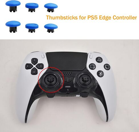 6 in 1 Thumbsticks Paddles Replacement for PS5 Dualsense Controller, Thumbsticks for PS5 Edge Controller, Accessories Parts for PS5 Dualsense Edge Controller Analog Joystick Repair Kit (Black) in Kuwait