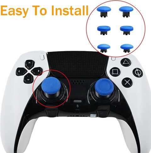 6 in 1 Thumbsticks Paddles Replacement for PS5 Dualsense Controller, Thumbsticks for PS5 Edge Controller, Accessories Parts for PS5 Dualsense Edge Controller Analog Joystick Repair Kit (Black) in Kuwait