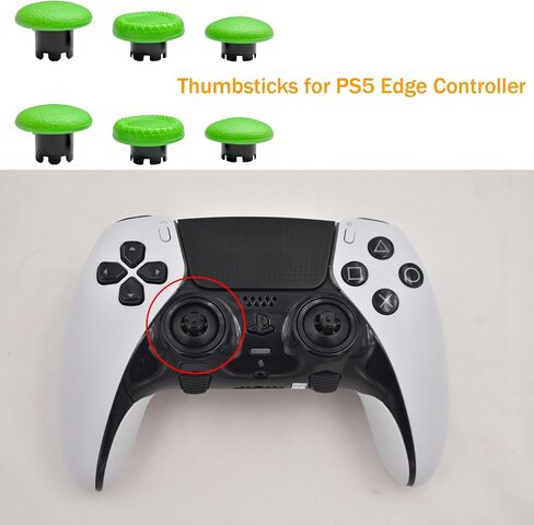 6 in 1 Thumbsticks Paddles Replacement for PS5 Dualsense Controller, Thumbsticks for PS5 Edge Controller, Accessories Parts for PS5 Dualsense Edge Controller Analog Joystick Repair Kit (Black) in Kuwait