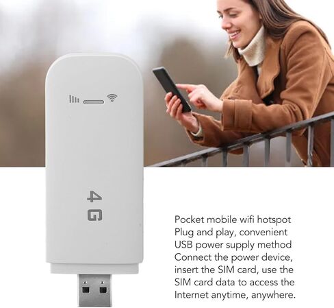 4G LTE USB Portable Router, Support 10 Devices, Stable, USB Port, Secure Encryption, with SIM Card Slot, USB Portable Hotspot for Cell Phones, Tablets, Laptops in Kuwait