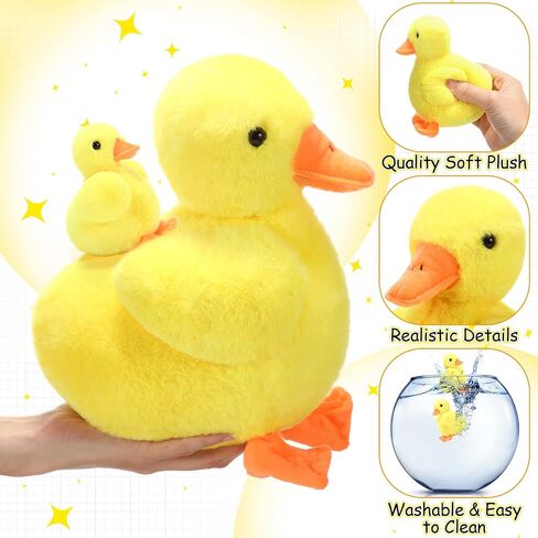 Zomiboo 5 Pcs Easter Duck Plush Set - Mama & 4 Baby Ducklings with Zipper Pouch, Soft Stuffed Animals for Kids, Easter Gifts & Family Toys(Yellow Duck) in Saudi Arabia