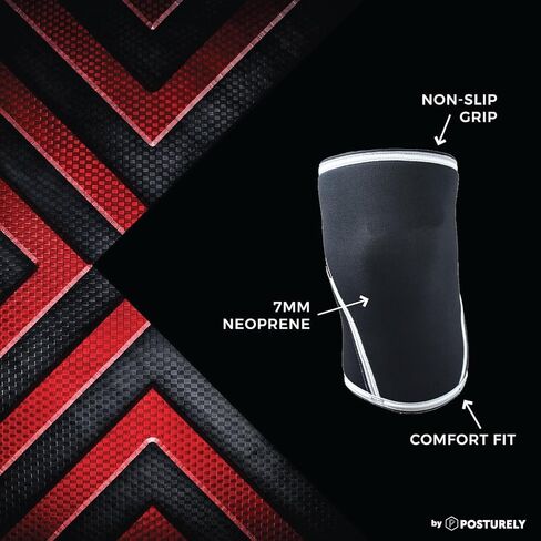 Knee Sleeves (1 Pair) 7mm Neoprene Thick Compression Knee Brace Support for Weightlifting, Powerlifting, Squatting and Cross Fit Training Fitness for Women and Men Black, L in Saudi Arabia