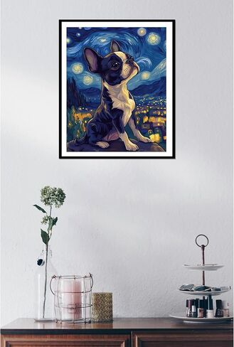 Starry Night Wolf Paint by Numbers, Wolf at Night Sky Paint by Number Kits for Adults Beginner on Canvas Without Frame, Animals Acrylic DIY Oil Painting for Gift Home Wall Art - Blue(16x20inch) in Kuwait