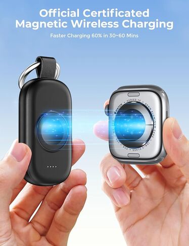 شاحن محمول لشاحن Apple Watch ، شاحن Iwatch Magnetic اللاسلكي 1200 مللي أمبير في الساعة مفتاحية ، شاحن سفر شاحن سليم مضغوط لسلسلة Apple Watch 10/9/7/6/SE/5/4/3/1/1/UITRA/UITRA 2 in Kuwait