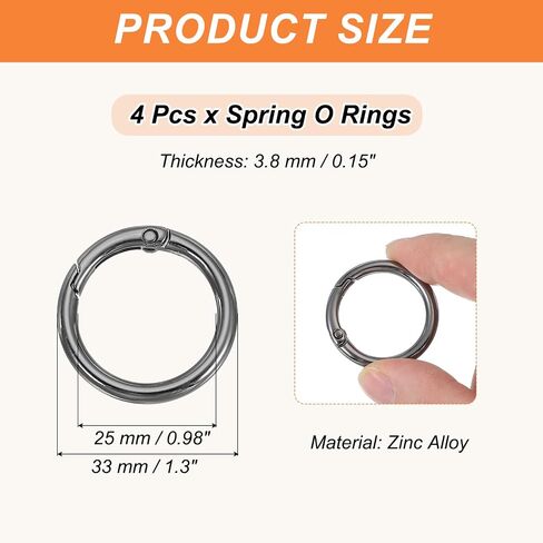 Patikil Spring O Rings ، مقاطع مستديرة معدنية مفاتيح المفاتيح المقطوعة مشابك لأكياس مفاتيح أكياس المحافظ in Saudi Arabia