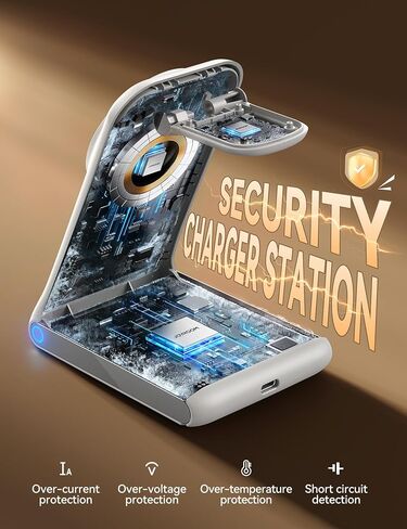 محطة الشحن اللاسلكية 3-in-1 ، حامل شاحن الهاتف اللاسلكي متوافق مع شاحن Magsafe ، محطة شحن 15W لأجهزة متعددة لـ iPhone 16 ، 15 ، 14 ، 13 ، Apple Watch ، AirPods in Kuwait