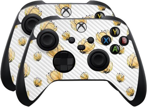 Glossy Glitter Skin Compatible with Microsoft Xbox Series X|S Controller (2 Pack) - Sunflower Field - Premium 3M Vinyl Protective Wrap Decal Cover - Easy to Apply | Crafted in The USA by MightySkins in Kuwait